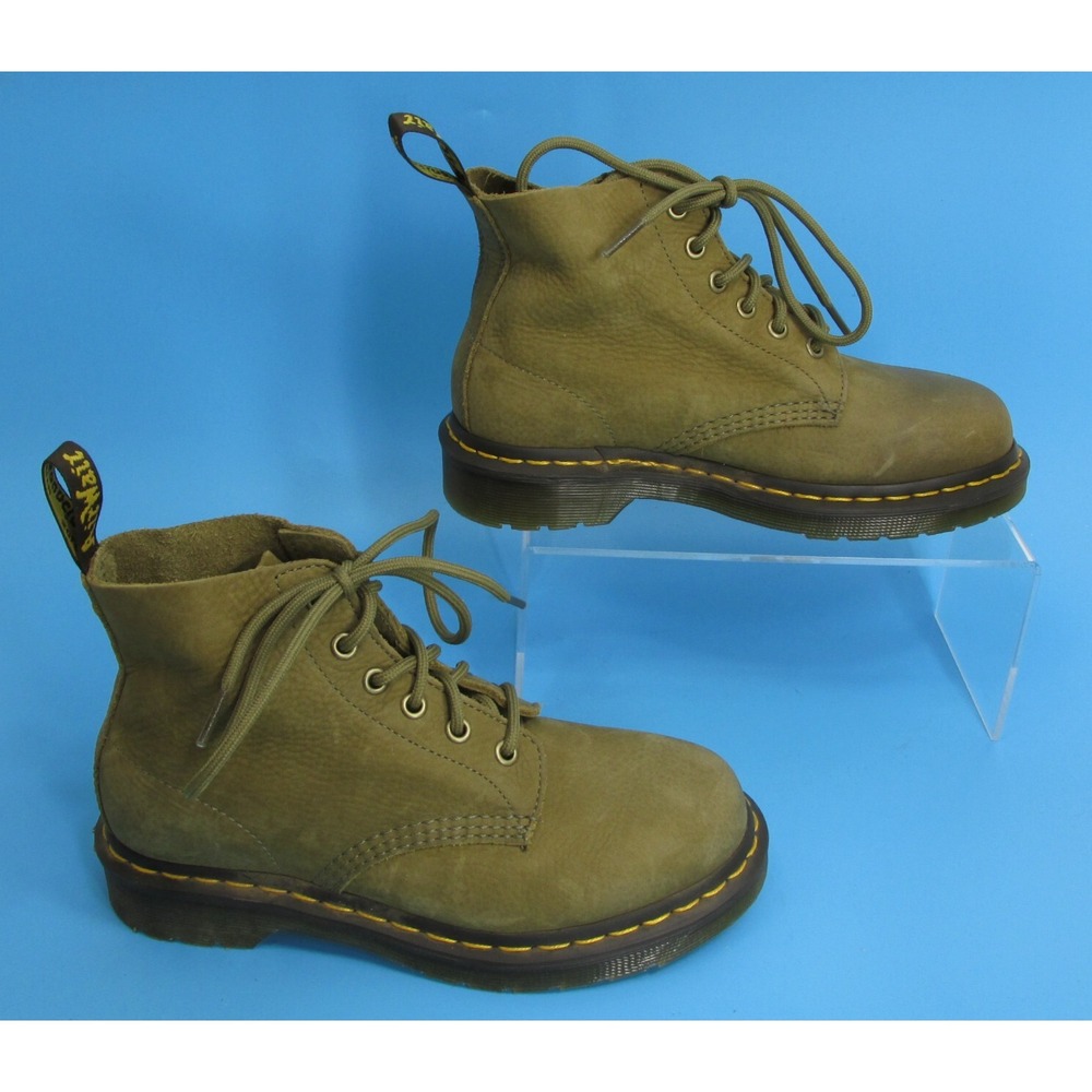 Dr Martens 101 TUMBLED NUBUCK LEATHER ANKLE BOOTS Muted Olive Green EU 37 5M 6 L